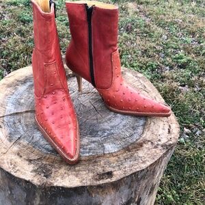 Preloved Villanazo Burnt Orange Leather Heel Boots Size 4.5•More boots 4